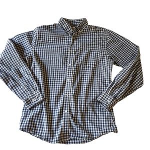 Chor Clothing Co. Blue White Gingham Check Button Down Front Long Sleeve Shirt